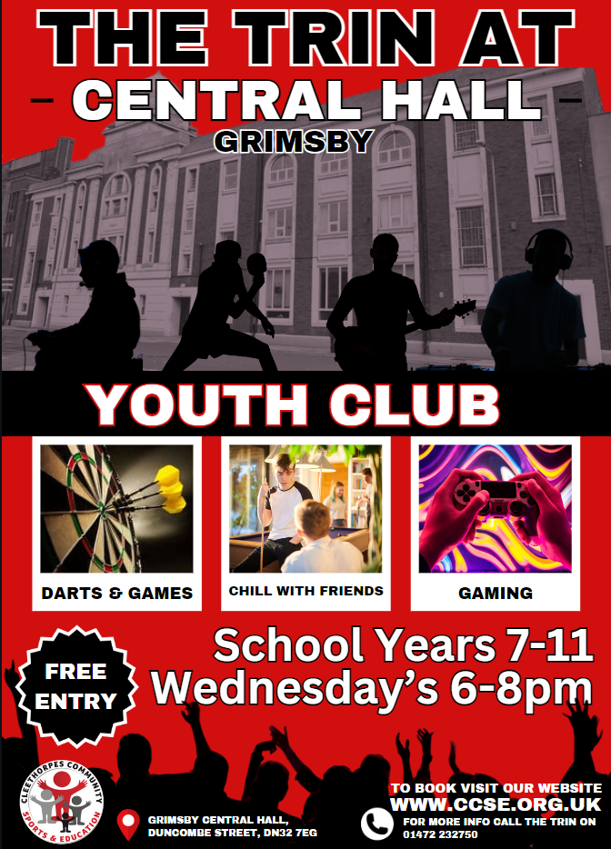 Central Hall Youth Club (Secondary School Age) Wednesdays 6pm till 8pm
