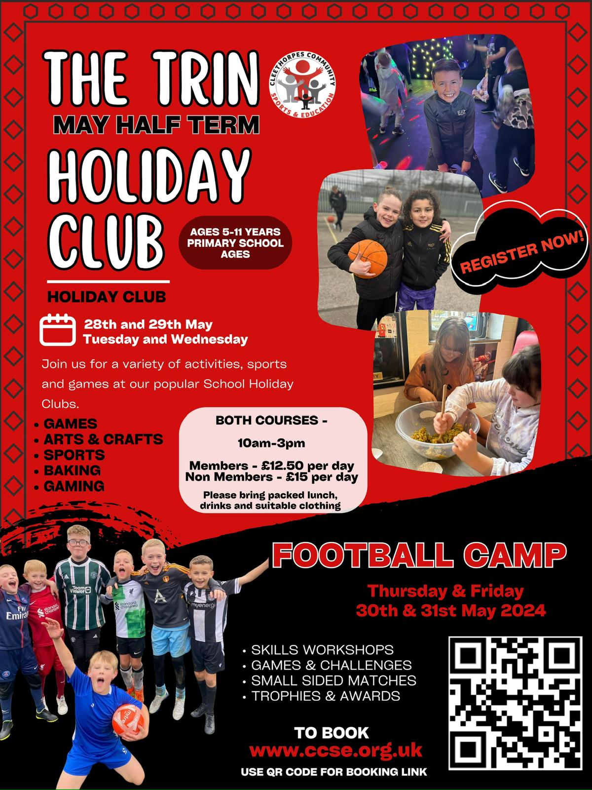 May Half Term Holiday Club (Ages 5 - 11 years) - Tuesday 28th & Wednesday 29th May 10am till 3pm